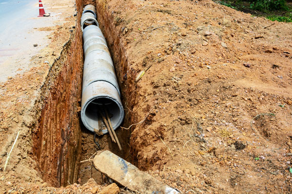 new sewer line installation in progress